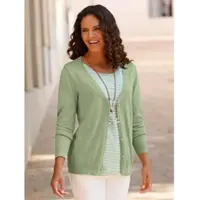 Casual Looks Cardigan , Damen, Gr. 52, grün (eucalyptus), 100% Baumwolle, unifarben, Strickjacken Cardigan