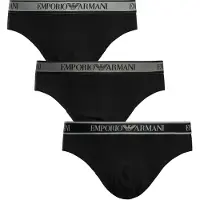 Emporio Armani für Herren. EM000258_AF20669 Satz 3 schwarze Design-Slips (XXL), Heimtextilien, Baumwolle