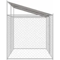 vidaXL Hundekäfig mit Dach Silber 400 x 200 x 256 cm Stahl und PE