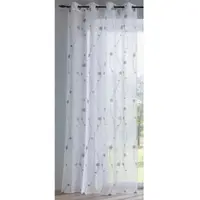 Kutti Heimtextilien Vorhang "Nelly" Gr. 2, grau (grau, weiß), B:135cm H:175cm, Voile, Polyester, Gardinen, Vorhang, mit praktischen Ösen, halbtransparent, modern bestickt Kreise grau, Topseller