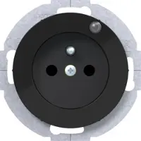 Hager WLS1863BG Steckdose mit Schutzkontaktstift und Kontroll-LED R.Classic schwarz, glänzend