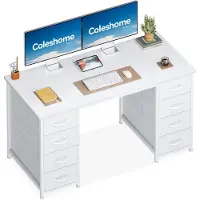 Merkloos Schreibtisch mit acht Schubladen, aus Stoff, 120 x 48 cm