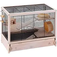 Ferplast Hamsterkäfig Holz, 3 Etagen, Kleintierkäfig, 60 x 34 x h 49 cm, inklusive Zubehör