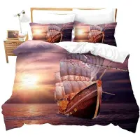 Merkloos Piraten Bettbezug, Segelboot Nautisches Thema, Super King