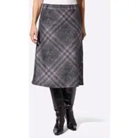 Casual Looks Karorock , Damen, Gr. 52, grau (lila, schwarz, kariert), 93% Polyester, 7% Viskose, gemustert, kariert, mehrfarbig, wadenlang, Röcke Karorock