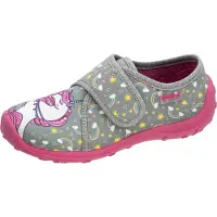 Fischer Markenschuh Mädchen-Klett-Hausschuh mit Einhorn-Print