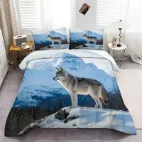 Merkloos Elzusha – 3-teiliges Bettwäsche-Set, Größe King Size, Motiv: Wilder Wolf, für Kinder