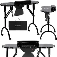 Calissimo Klappbarer Kosmetiktisch für Maniküre mit Staubabsaugung mobil schwarz 1-BK-003-1100