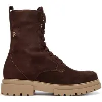 Tommy Hilfiger Suede TH Monogram Cleat Lace-Up Boots, Stiefel, Kind, Dark brown, Aufsteckbarer Verschluss, Wildleder, 1 Stück(e)