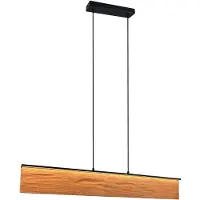 TRIO Leuchten LED Pendelleuchte Kalea 355510130, Metall Schwarz matt, Holz Kiefe