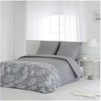 Markenlos Bettwäsche Set Percal Baumwolle 200 Fäden - Grau - 240 x 220 cm - 2 Kissenbezüge 63 x 63 cm