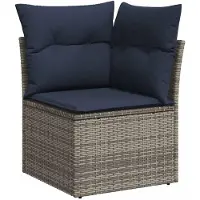 vidaXL 6-teiliges Gartensofa-Set mit Kissen, grau, Polyrattan