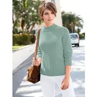 Casual Looks Stehkragenpullover "Pullover", Damen, Gr. 50, grün (kalkmint), 50% Baumwolle, 50% Polyacryl, meliert, unifarben, figurumspielend, Pullover Stehkragenpullover