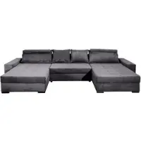 Collection Ab Wohnlandschaft "Josy XXXL-Relax U-Form, B: 352 cm", grau (anthrazit), B:352cm H:41cm T:161cm, 100%Polyester, Sofas, Wohnlandschaft, Schlaffunktion, Bettkasten & 2 Nackenkissen, Federkern