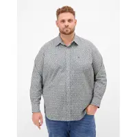Lerros Langarmhemd "Modisches Herrenhemd mit Printmuster, große Größen", Herren, Gr. 4XL, extraweit, grau (broken weiß), 100% Baumwolle, Hemden Langarmhemd