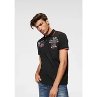 Cipo & Baxx Poloshirt "Rowing Club", Herren, Gr. XL, schwarz, Single Jersey, Obermaterial: 95% Baumwolle, 5% Elasthan, bedruckt, schmal, angesetztes Bündchen, Shirts Poloshirt, bis Gr. 5XL