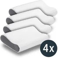 Sleezzz 4 x Premium Viskoelastik Nackenstützkissen 50 x 32 x 11 cm mit hautsympathischem Doppeltuch-Bezug