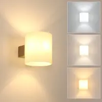 Toolight Wandleuchte Innen Holz, 12W E27 Wandlampe Holz mit Dreifarben-Glühbirne