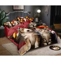 Cotton World Baumwolle world Weihnachts Bettwäsche 3D Hund Katze 140x200 cm
