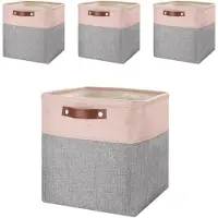 Merkloos Set von 4 Aufbewahrungsboxen 28x28x28 cm in Grau und Rosa