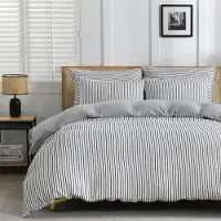 Merkloos 3-teiliges Bettwäsche Set 155x220 cm Grau/Weiß Mikrofaser