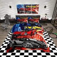 Merkloos Rennwagen Bettwäsche Set, 3 Teile, Für Kinder und Teenager