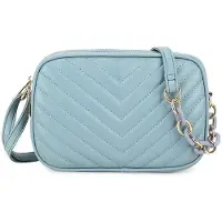 Merkloos Omgoods – Damenhandtasche aus veganem Leder, blau, mit 3 Reißverschlusstaschen