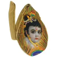 Merkloos Bestickte Japa Mala Tasche für Sree Krishna