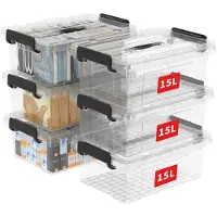 Merkloos Set von 15 Kunststoff Aufbewahrungsboxen mit Deckel und Griffen