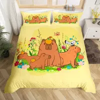 Merkloos Niedliches Capybara Bettbezug, Kawaii Tierbettwäsche für Kinder, Einzelgröße