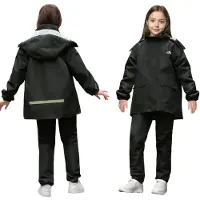 Merkloos Regenanzug Uni - Wasserdichte Kinderregenjacke - Regenhose - Leichtgewicht - Tragetasche - Geeignet für 8-14 Jahre - Regenoutfit