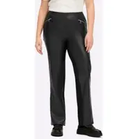 Sheego Lederimitathose , Damen, Gr. 50, Normalgrößen, schwarz, 100% Polyester, Rückenteil:5% Elasthan, 25% Polyamid, 70% Viskose, unifarben, Hosen Lederimitathose