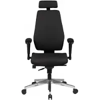 FineBuy Bürostuhl FB41700 Schreibtischstuhl Stoff Schwarz Chefsessel Modern Drehstuhl mit Synchronmechanik Arbeitsstuhl mit Kopfstütze 120kg