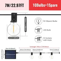 StarTech.com G40 LED-Lichterkette - Solar - Warmweiß - 7 m mit 11 Glühbirnen - Fernbedienung - 8 Blinkmodi - Dimmbar