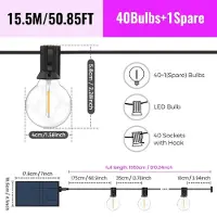 StarTech.com Solar-Lichterkette für außen - G40 LED-Lichterkette - 15,5 m mit 41 Leuchtmitteln - USB und Solar - IP44 - Dimmbar - Warmweiß 3000 K
