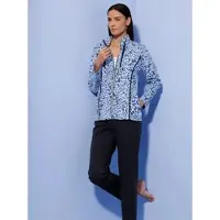 Hajo Hausanzug "Hausanzug Hausanzug aus Klimafaser", Damen, Gr. 36/38, blau (marine, eisblau, bedruckt), Modisch, Homewear-Sets Hausanzug