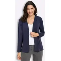 Lady Shirtjacke "Shirtjacke", Damen, Gr. 54, blau (marine), 95% Polyester, 5% Elasthan, unifarben, V-Ausschnitt, Shirts Shirtjacke
