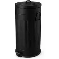 Relaxdays Mülleimer, 30 Liter, Küche, entnehmbarer Inneneimer, Fußpedal, Softclose, Metall, Retro Tretmülleimer, schwarz