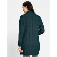 Inspirationen Longstrickjacke , Damen, Gr. 52, blau (petrol), 50% Baumwolle, 50% Polyacryl, unifarben, Strickjacken Longstrickjacke