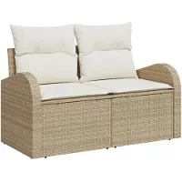 vidaXL Gartensofa mit Kissen Beige 124 x 62 x 69cm Poly-Rattan