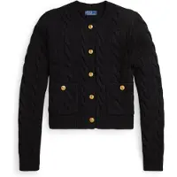 Ralph Lauren für Damen. 211978312001 Schwarze Wollstrickjacke (XS), Lässig, Wolle