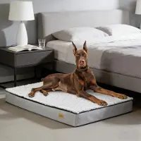 WISFOR Hundebett orthopädisch Hundematte Tierbett Hundesofa Katzenbett gelenkschonend Waschbar wasserfest, XXL: 120 x 90 x 10 cm