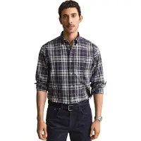 Gant für Herren. 3263001 Blau kariertes Hemd (M), Lässig, Baumwolle, Langarm