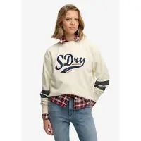 Superdry für Damen. W2012596A Varsity Script Lose Lose beige Sweatshirt (XS), Lässig, Baumwolle