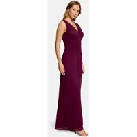 Vera Mont Abendkleid "Abendkleid mit V-Ausschnitt", Damen, Gr. 38, EURO, lila (strong aubergine), Obermaterial: 92% Polyamid PA. 8% Elasthan EL., Kleider Abendkleid