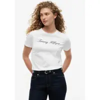 Tommy Hilfiger "NOS SCRIPT REGULAR C-NK SHORT SLEEVE" mit Rundhals und kontrastfarbener Stickerei, Regular Fit