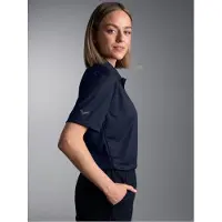 Trigema Poloshirt "Klassisches Poloshirt COOLMAX", Damen, Gr. L, blau (navy), Trikot, 100% Polyester (recycelt), lang, ohne Ausschnitt, Shirts Poloshirt