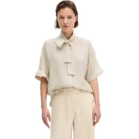 Marc O'Polo Schluppenbluse , Damen, Gr. 34, beige (grau silk), Web, Obermaterial: 83% Viskose, 17% Polyamid, regular fit normal, Blusen Schluppenbluse, Crinkle, regular aus Viskose-Mix