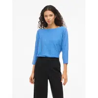 Vila "VIMALU BOATNECK 3/4 SLEEVE KNIT TOP-NOOS" Materialmix, loose fit