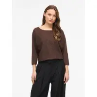 Vila "VIMALU BOATNECK 3/4 SLEEVE KNIT TOP-NOOS" Materialmix, loose fit